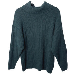 Cabi 3885 S Tryst Pullover Teal Green Shadow Cowl Turtleneck Sweater Chunky